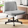 灰色 (1) Skandiquip 360° Swivel Modern Criss Cross Armless Office Chair, Extra Wide Rolling Swivel Desk Chair with Wheels, Padded Adjustable Fabric Chair for Home Office