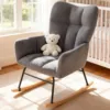 Skandiquip Nursery Rocking Chair, 440 Lbs Weight Capacity, Deep Padded Cotton Seat, Upholstered Glider Rocker with High Backrest, Anti-Tip Safety Design, Ideal for Bedroom Living Room
