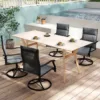灰色四把 (1) Skandiquip 4 Pieces Patio Swivel Rocking Chairs, Padded Textilene Mesh Rustproof Steel Frame, All Weather Outdoor Dining Chairs for Lawn Garden Backyard Deck