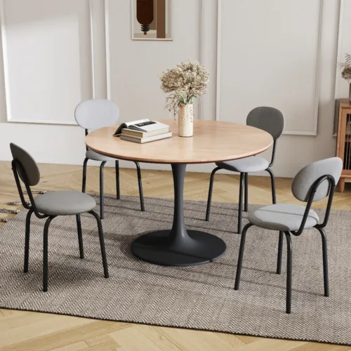 灰色场景 (1) Skandiquip Set of 4 Stackable Dining Chairs,Dense Foam Cushions & Sturdy Steel Frame,400lb Capacity,Upholstered Chair for Kitchen Waiting Room