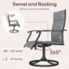灰色细节1 (1) Skandiquip 4 Pieces Patio Swivel Rocking Chairs, Padded Textilene Mesh Rustproof Steel Frame, All Weather Outdoor Dining Chairs for Lawn Garden Backyard Deck