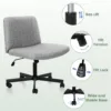 灰色细节1 (1) Skandiquip 360° Swivel Modern Criss Cross Armless Office Chair, Extra Wide Rolling Swivel Desk Chair with Wheels, Padded Adjustable Fabric Chair for Home Office