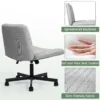 灰色细节2 (1) Skandiquip 360° Swivel Modern Criss Cross Armless Office Chair, Extra Wide Rolling Swivel Desk Chair with Wheels, Padded Adjustable Fabric Chair for Home Office