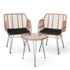 Skandiquip 3 Pieces Bistro Set, All-Weather Wicker Furniture With 400 Lbs Load Capacity, Easy To Clean Glass Top Table