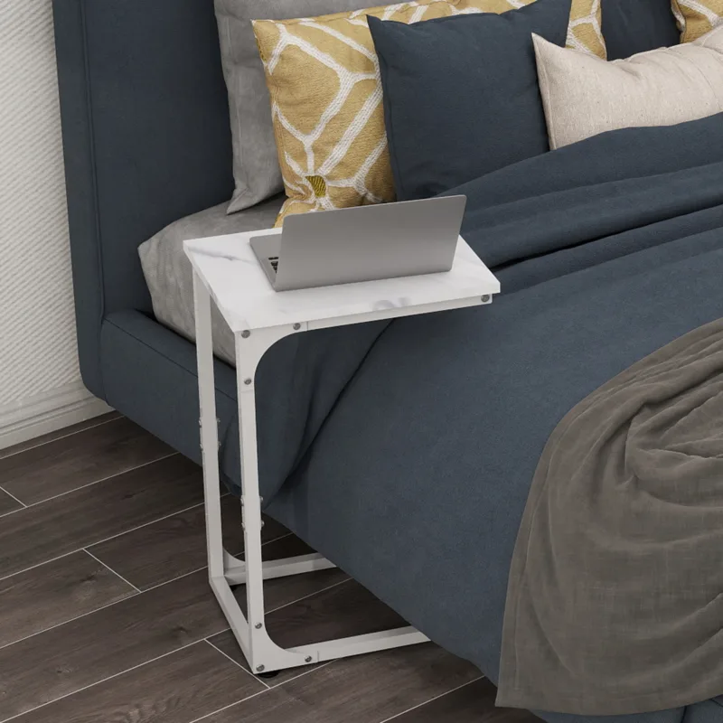 Skandiquip 24" Shaped End Table, Side Table for Sofa Couch Bed, Metal Frame Ideal for Living Room Bedroom