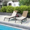 白色场景1 (1) Skandiquip Set of 2 Portable Aluminum Chaise Lounge Chairs, 5 Adjustable Reclining Positions, No Assembly Outdoor Recliner for Pool Patio Beach