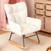 Skandiquip Nursery Rocking Chair, 440 Lbs Weight Capacity, Deep Padded Cotton Seat, Upholstered Glider Rocker with High Backrest, Anti-Tip Safety Design, Ideal for Bedroom Living Room