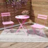 粉色1 (1) Skandiquip 3-Piece Metal Outdoor Folding Bistro Set, Foldable Table & 2 Chairs, Space-Saving Patio Dining Furniture for Balcony, Garden & Yard