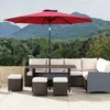 Skandiquip 9FT Heavy-Duty Patio Market Umbrella, Push Button Tilt & Easy Crank, 8 Sturdy Ribs, UV Waterproof Outdoor Shade for Yard Pool Garden
