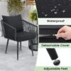 细节 (1) Skandiquip 3-Piece All-Weather Wicker Conversation Rattan Bistro Set, Patio Furniture with Glass Table for Outdoor Balcony Backyard Porch