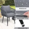 细节 (1) Skandiquip 3-Piece All-Weather Wicker Conversation Rattan Bistro Set, Patio Furniture with Glass Table for Outdoor Balcony Backyard Porch