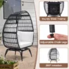 细节1 (1) Skandiquip 360-Degree Swivel Oversized Egg Chair, Rattan Wicker Patio Chair with Soft Washable Black Plush Cushion, Multipurpose Indoor Outdoor Relaxation Chair