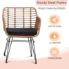 细节1 Skandiquip 3-Piece All Weather Wicker Bistro Set, Rattan Chairs with Table, 2 Waterproof Removable Cushions for Garden Poolside