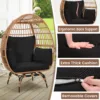 细节2 (1) Skandiquip 360-Degree Swivel Oversized Egg Chair, Rattan Wicker Patio Chair with Soft Washable Black Plush Cushion, Multipurpose Indoor Outdoor Relaxation Chair