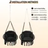 Skandiquip 55" Macrame Hanging Swinging Hammock Chair, Premium Handwoven Macrame with Oversized Cushion, for Porch, Balcony & Bedroom