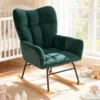 Skandiquip Nursery Rocking Chair, 440 Lbs Weight Capacity, Deep Padded Cotton Seat, Upholstered Glider Rocker with High Backrest, Anti-Tip Safety Design, Ideal for Bedroom Living Room