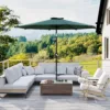 Skandiquip 9FT Heavy-Duty Patio Market Umbrella, Push Button Tilt & Easy Crank, 8 Sturdy Ribs, UV Waterproof Outdoor Shade for Yard Pool Garden