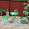 绿色 (1) Skandiquip 3-Piece Metal Outdoor Folding Bistro Set, Foldable Table & 2 Chairs, Space-Saving Patio Dining Furniture for Balcony, Garden & Yard