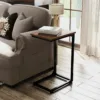 Skandiquip 24" Shaped End Table, Side Table for Sofa Couch Bed, Metal Frame Ideal for Living Room Bedroom