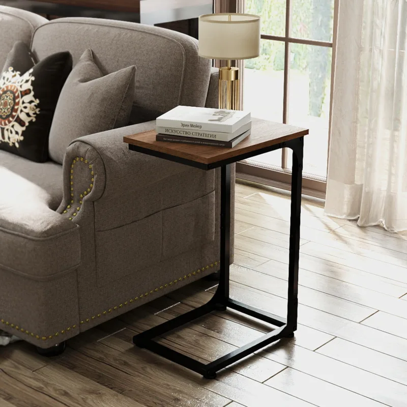 Skandiquip 24" Shaped End Table, Side Table for Sofa Couch Bed, Metal Frame Ideal for Living Room Bedroom