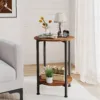 胡桃木场景1 (1) Skandiquip 17.7 Inch Diameter Compact Round 2-Tier Accent Side Table Industrial End Table with Storage Shelf Wooden Top for Living Room Bedroom
