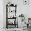 Skandiquip 4-Tier Leaning Ladder Shelf,  Wood and Metal Multifunctional Display Storage Rack for Living Room Bedroom