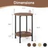胡桃木尺寸 (1) Skandiquip 17.7 Inch Diameter Compact Round 2-Tier Accent Side Table Industrial End Table with Storage Shelf Wooden Top for Living Room Bedroom