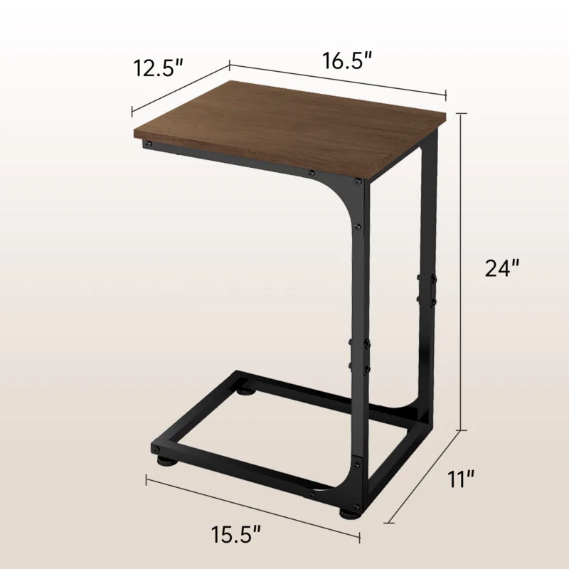 Skandiquip 24" Shaped End Table, Side Table for Sofa Couch Bed, Metal Frame Ideal for Living Room Bedroom