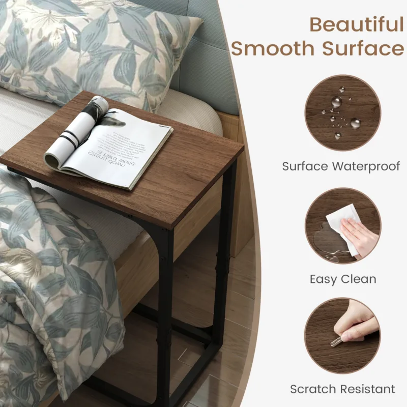 Skandiquip 24" Shaped End Table, Side Table for Sofa Couch Bed, Metal Frame Ideal for Living Room Bedroom
