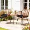 自然色1 Skandiquip 3-Piece All Weather Wicker Bistro Set, Rattan Chairs with Table, 2 Waterproof Removable Cushions for Garden Poolside