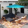 Skandiquip 9FT Heavy-Duty Patio Market Umbrella, Push Button Tilt & Easy Crank, 8 Sturdy Ribs, UV Waterproof Outdoor Shade for Yard Pool Garden