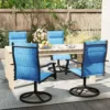 蓝色四把 (1) Skandiquip 4 Pieces Patio Swivel Rocking Chairs, Padded Textilene Mesh Rustproof Steel Frame, All Weather Outdoor Dining Chairs for Lawn Garden Backyard Deck
