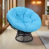 蓝色场景 (1) Skandiquip 44" Oversized Papasan Chair with 360° Swivel with Cushion, Sturdy Frame for Indoor & Outdoor