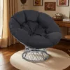 雷达椅黑色 (1) Skandiquip 44" Oversized Papasan Chair with 360° Swivel with Cushion, Sturdy Frame for Indoor & Outdoor
