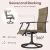 黄色细节1 (1) Skandiquip 2 Pieces Patio Swivel Rocking Chairs, Padded Textilene Mesh Rustproof Steel Frame, All Weather Outdoor Dining Chairs for Lawn Garden Backyard Deck