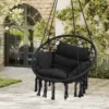 黑色 (1) Skandiquip 53" Macrame Hanging Swinging Hammock Chair, Premium Handwoven Macrame with Oversized Cushion, for Porch, Balcony & Bedroom