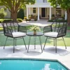黑色1 Skandiquip 3-Piece All Weather Wicker Bistro Set, Rattan Chairs with Table, 2 Waterproof Removable Cushions for Garden Poolside