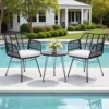 黑色2 Skandiquip 3-Piece All Weather Wicker Bistro Set, Rattan Chairs with Table, 2 Waterproof Removable Cushions for Garden Poolside