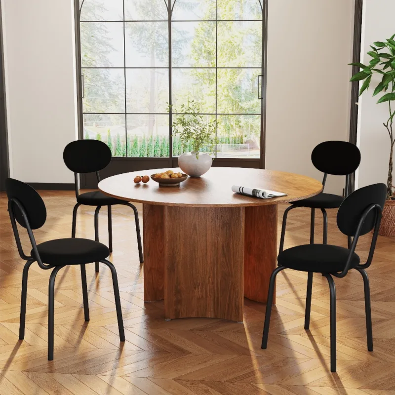Skandiquip Set of 4 Stackable Dining Chairs,Dense Foam Cushions & Sturdy Steel Frame,400lb Capacity,Upholstered Chair for Kitchen Waiting Room
