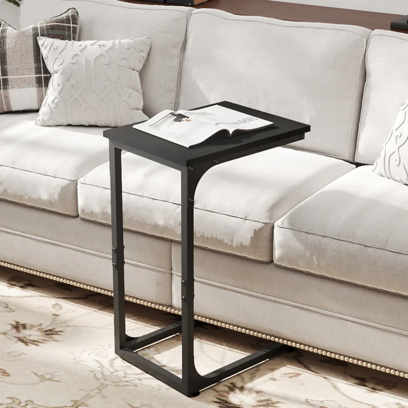 Skandiquip 24" Shaped End Table, Side Table for Sofa Couch Bed, Metal Frame Ideal for Living Room Bedroom