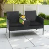 黑色坐垫1 (1) Skandiquip 2 Seat Patio Conversation Set, Outdoor Rattan Wicker Loveseat with Built-in Coffee Table, Removable Cushions, All Weather Patio Furniture for Backyard Garden Lawn Balcony Porch