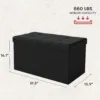 黑色小款尺寸 (1) Skandiquip 43.5" Storage Ottoman Folding Rectangle Foot Rest Stool with Large Capacity Wooden Top for Living Room Bedroom, Light Gray-Linen