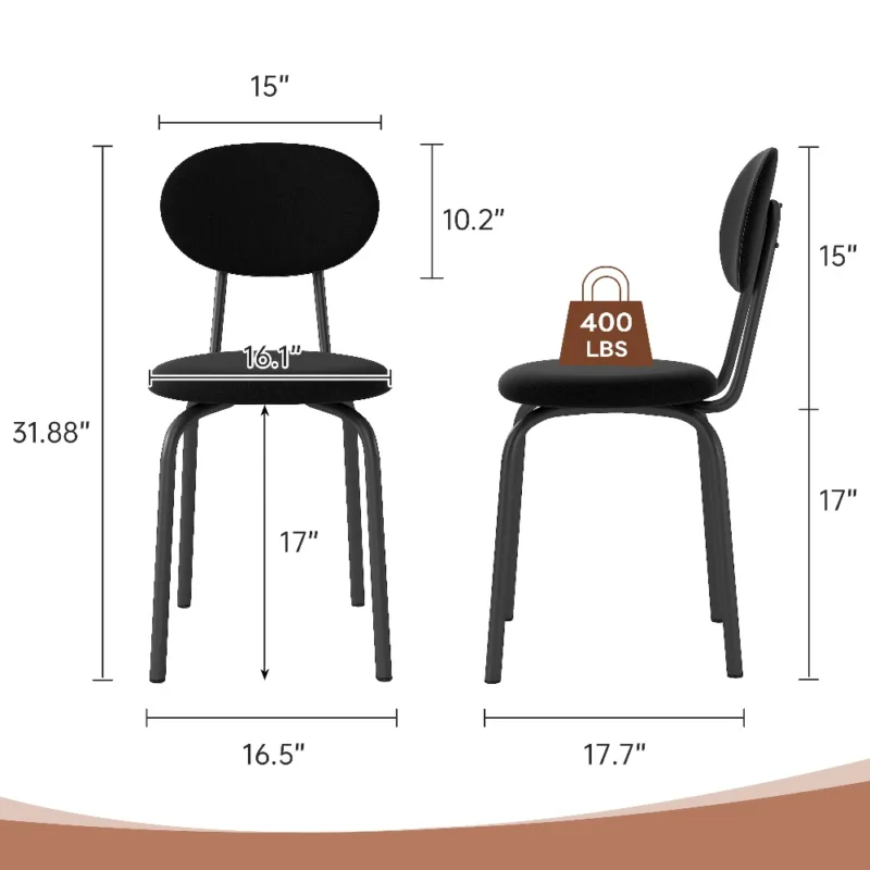 Skandiquip Set of 4 Stackable Dining Chairs,Dense Foam Cushions & Sturdy Steel Frame,400lb Capacity,Upholstered Chair for Kitchen Waiting Room