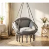 Skandiquip 53" Macrame Hanging Swing Chair, Soft Padded Cushion Included for Bedroom & Porch